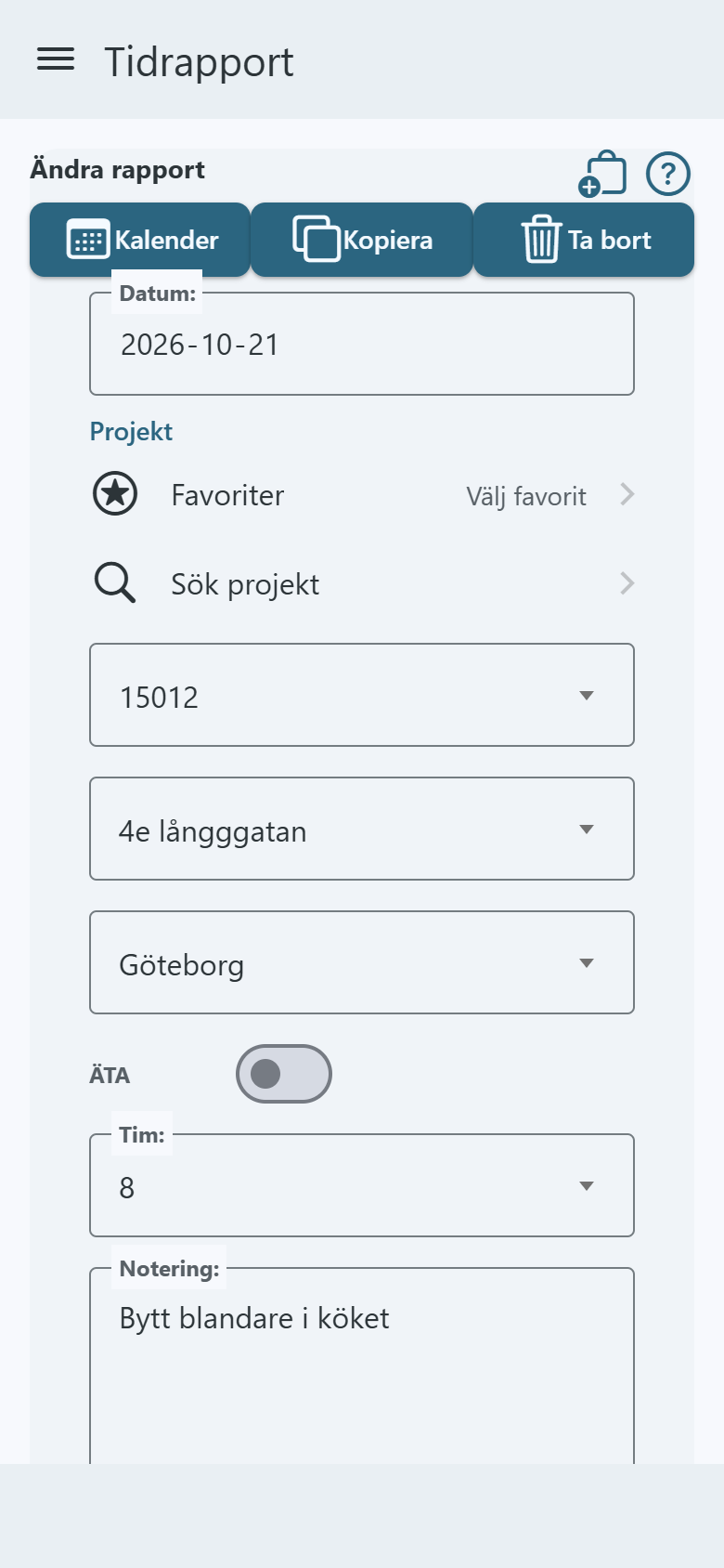 Ändra rapport