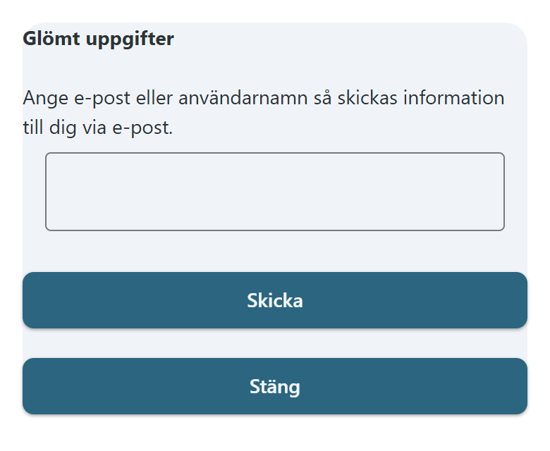 Rutan Glömt uppgifter
