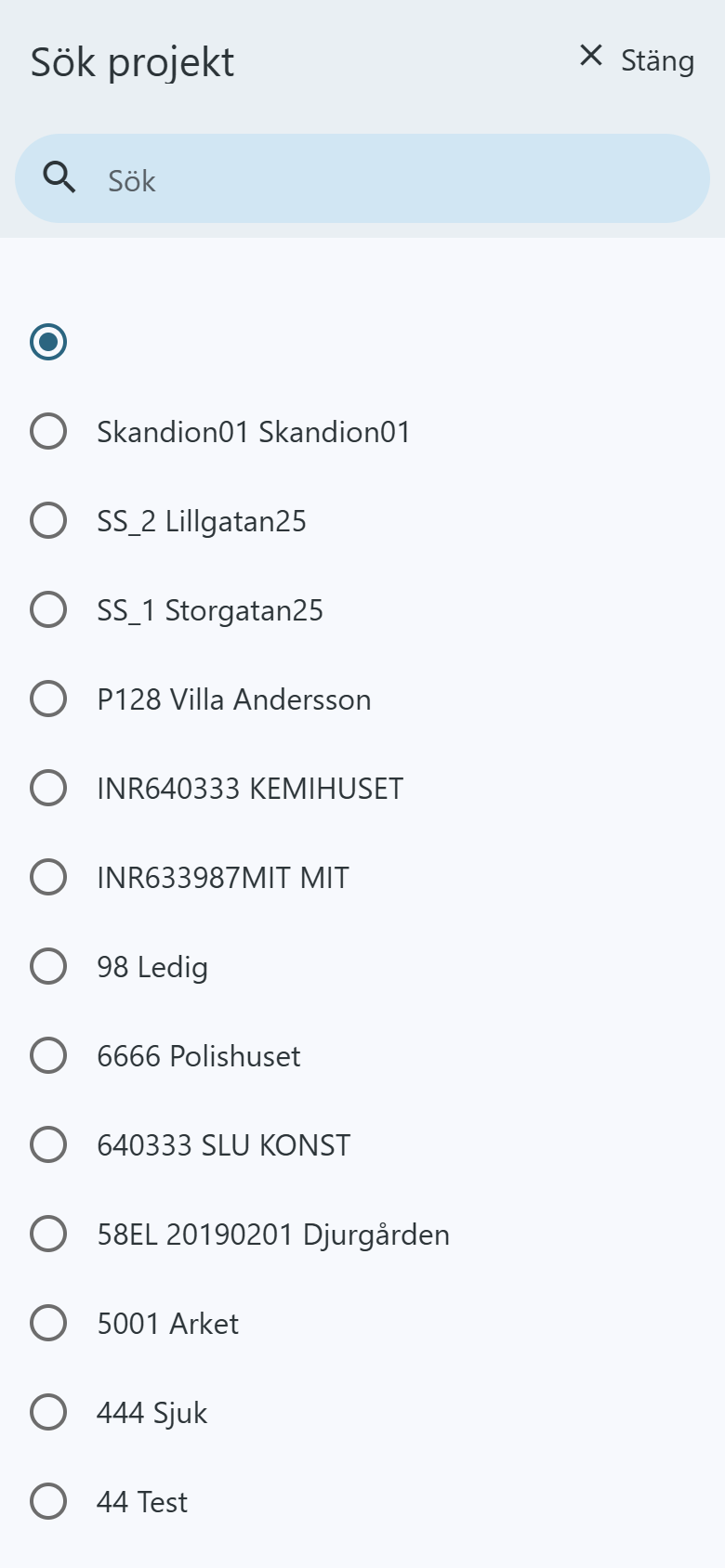 Sök projekt